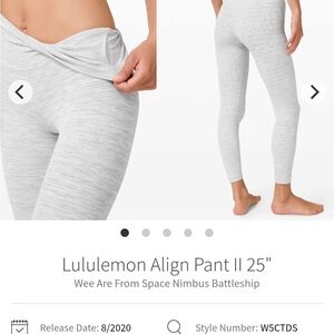 Lululemon Align Pant II 25" in Light Gray